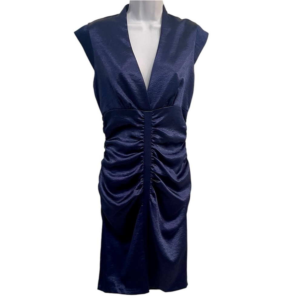 Navy Rusched Dress - size 6